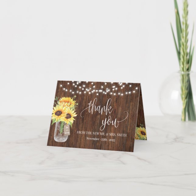 Tack Solblommor Land Möhippa Bröllop Kort (Framsida)