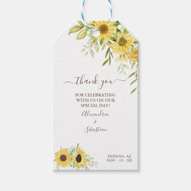 Tack Solros Greenery Bröllop Presentetikett (Framsidan)