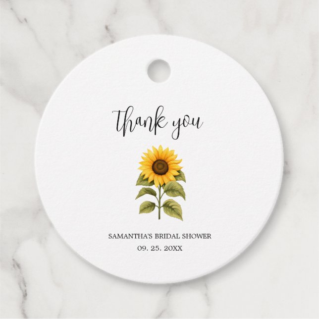 Tack Solrosar Bröllopsfest Gåvor Etiketter (Framsida)