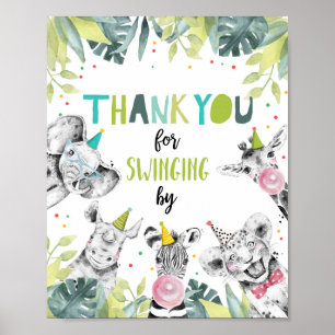 Tack som byts ut av Safari Boy Birthday Sign Poster
