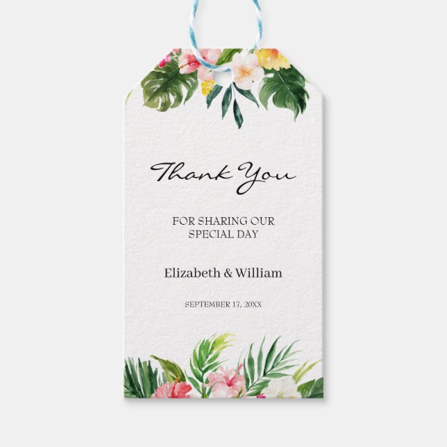 Tack som gynnar den tropiska Blommigten och Löven  Presentetikett (Framsidan)