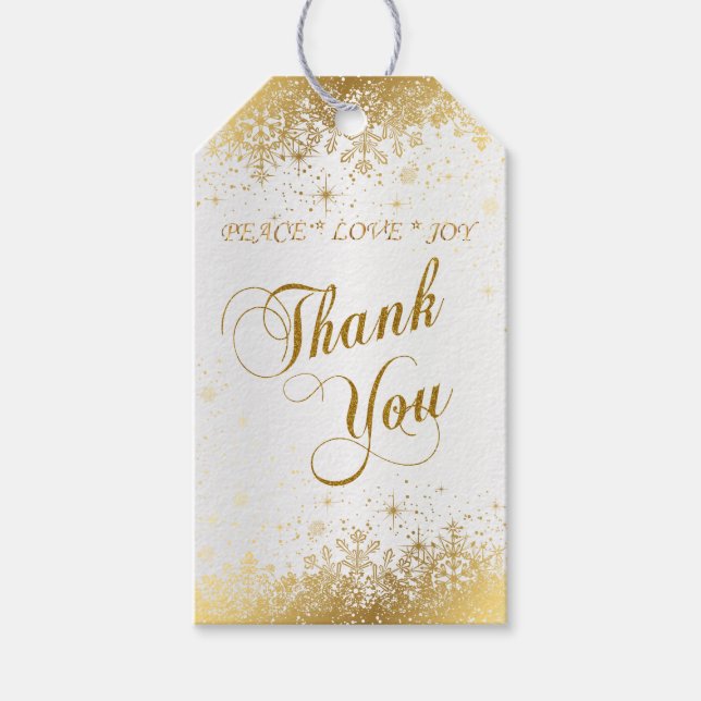 Tack Söt Vit Satin och Guld Presentetikett (Framsidan)