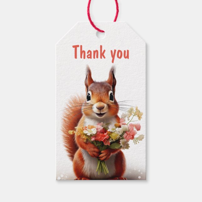Tack Squirrel Cute Woodland Animal Presentetikett (Framsidan)