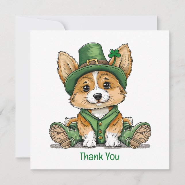 Tack St. Patrick's Day Corgi Hund Kort (Framsida)
