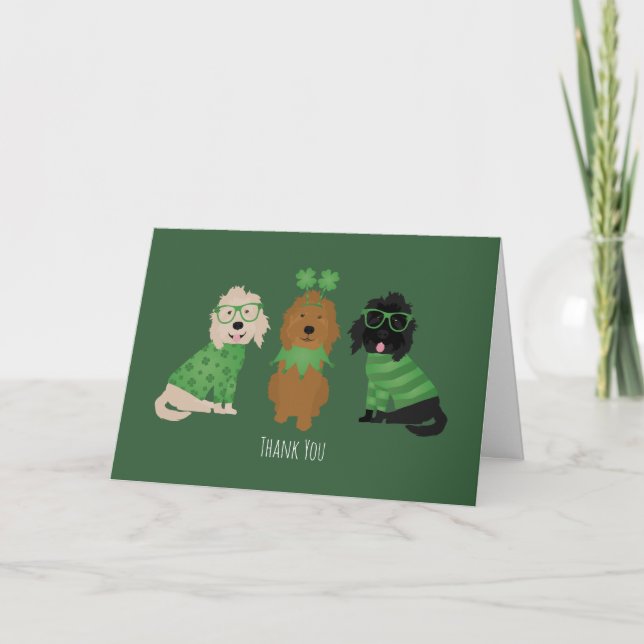 Tack St patricks day Goldendoodle Hundar Kort (Framsida)