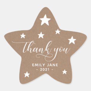 Tack Stars Baby Shower Party Stickers Kraft Stjärnformat Klistermärke
