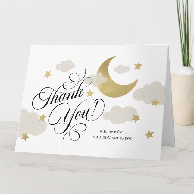 Tack Stars Cloud Baby Shower Kort (Framsida)