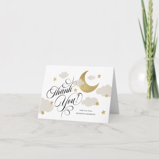 Tack Stars Cloud Baby Shower Kort (Framsida)