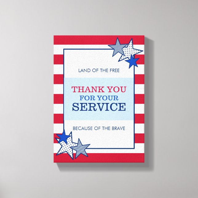 Tack Stars Rand Patriotic Veteran Service Canvastryck (Framsida)