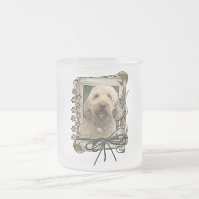 Tack - stentassar - GoldenDoodle Frostad Glasmugg (Center)