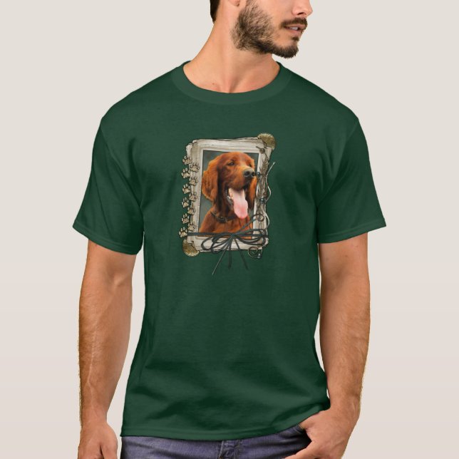 Tack - stentassar - irländsk Setter T Shirt (Framsida)