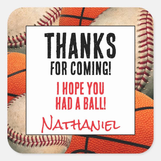 Tack Sticker | Baseball Basketboll Etikett (Framsida)