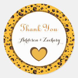 Tack Sticker Bride och Groom Guld A04 Runt Klistermärke