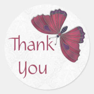 Tack Sticker Butterfly Brocade röd Runt Klistermärke