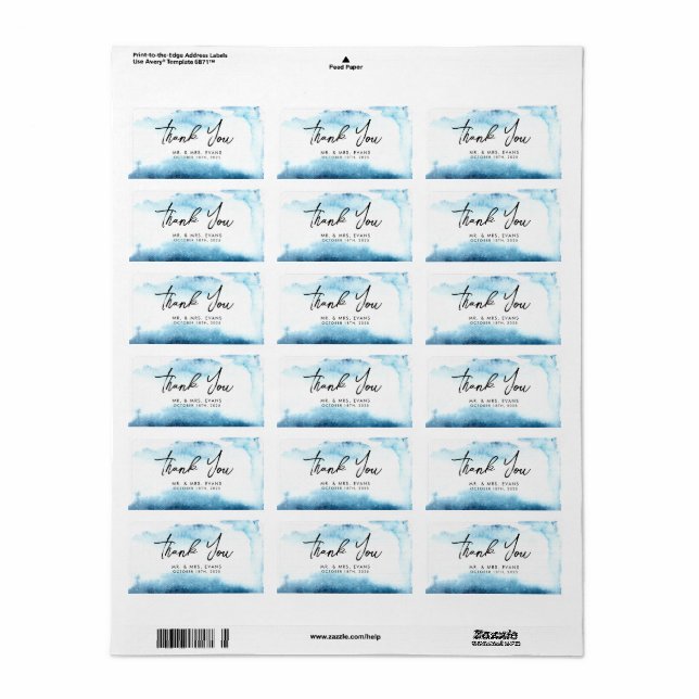 Tack Sticker för ett modernt Bröllop. Adressetikett (Helt Ark)