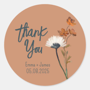 Tack Sticker för målade Wildblommor Runt Klistermärke