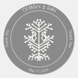 Tack Sticker livets träd Bröllop Runt Klistermärke