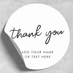 Tack Sticker Minimal Typography Vit Runt Klistermärke
