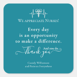 Tack Sticker Patient till sjuksköterska Personlig Fyrkantigt Klistermärke