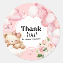 Tack Stickers Baby Shower Rosa Runt Klistermärke