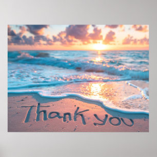 Tack Strand Sand Skrivning Poster