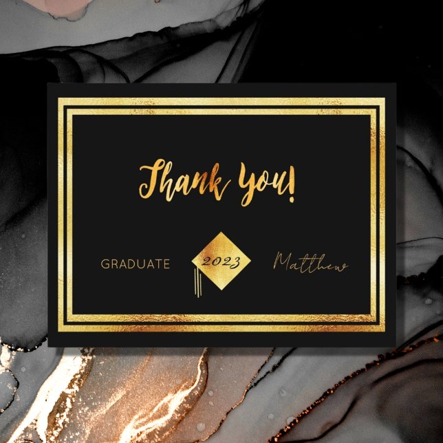 Tack studenten 2023, svart guld vykort (Skapare uppladdad)