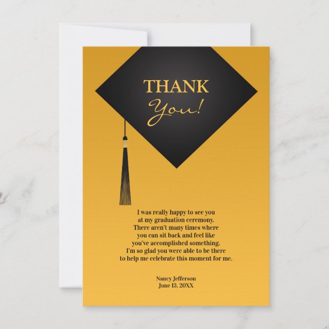 Tack Studenten Black Hat Inbjudningar (Framsida)