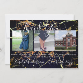 Tack Studenten Card 3 x FOTO-kollage MARBLE Kort