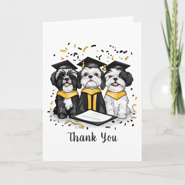 Tack Studenten Shih Tzu Hundar Kort (Framsida)