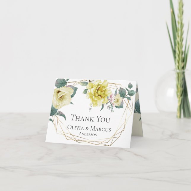 Tack | Sunny Gult Watercolor Peonies (Framsida)