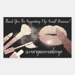 Tack Support Small Business Makeup Läppar Black Rektangulärt Klistermärke