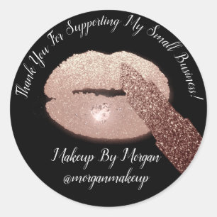 Tack Support Small Business Makeup Läppar Black Runt Klistermärke