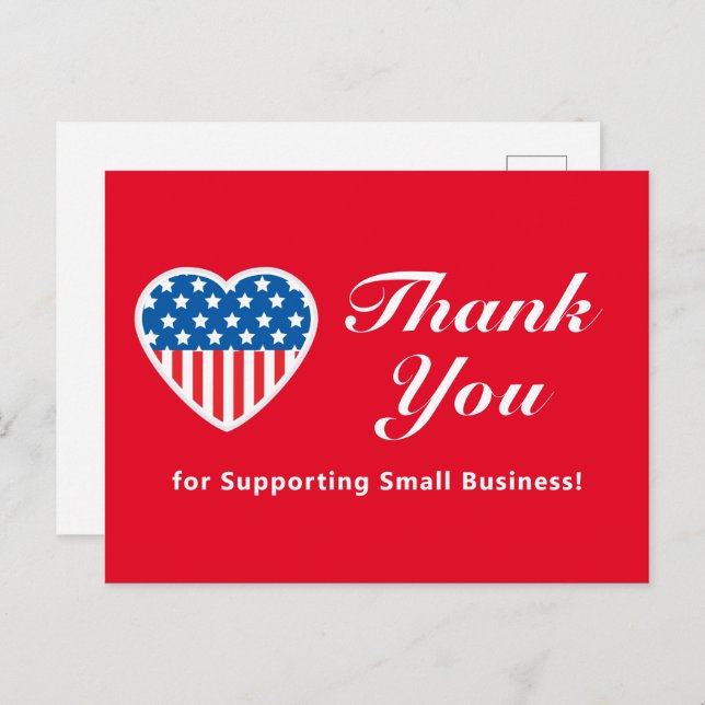 Tack Support Small Business Patriotic Vykort (Fram/baksida)