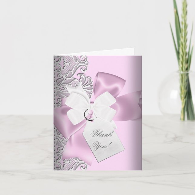 Tack Svart Rosa Vitt Spets Kort (Framsida)