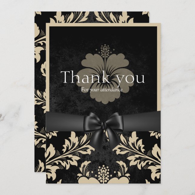 Tack svart slinga, beige inbjudan (Fram/baksida)