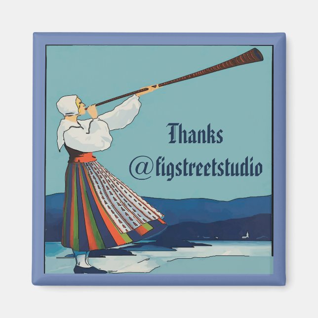 Tack,Sverige, redigera eller lägg till text Magnet (Framsidan)