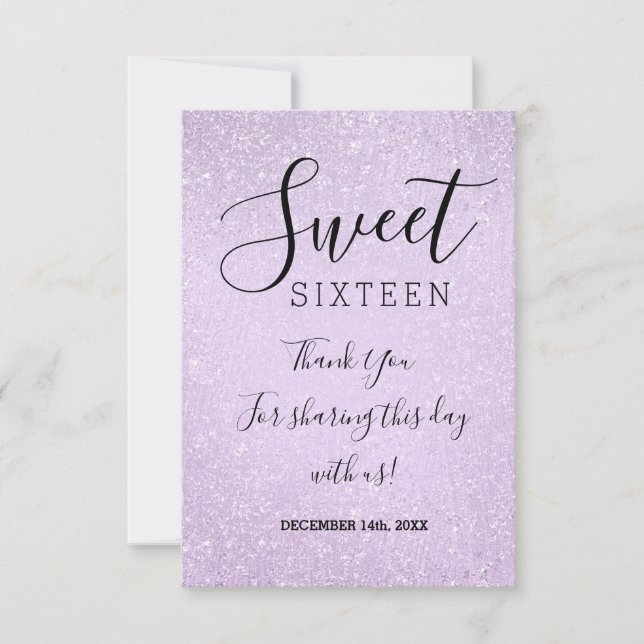Tack Sweet 16 Birthday Lavender Glitter Paint Kort (Framsida)