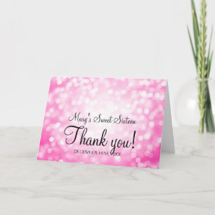Tack Sweet 16 Birthday Rosa Glitter Ljus Kort