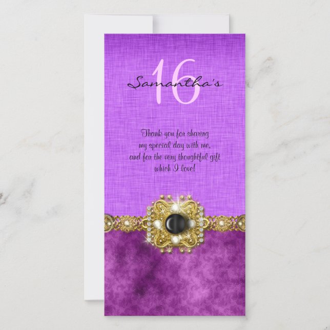 "Tack" "sweet sixteen" rosa svarta gemen Tack Kort (Framsida)