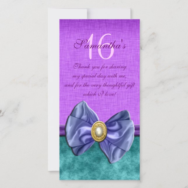 "Tack" "sweet sixteen" rosa svarta gemen Tack Kort (Framsida)