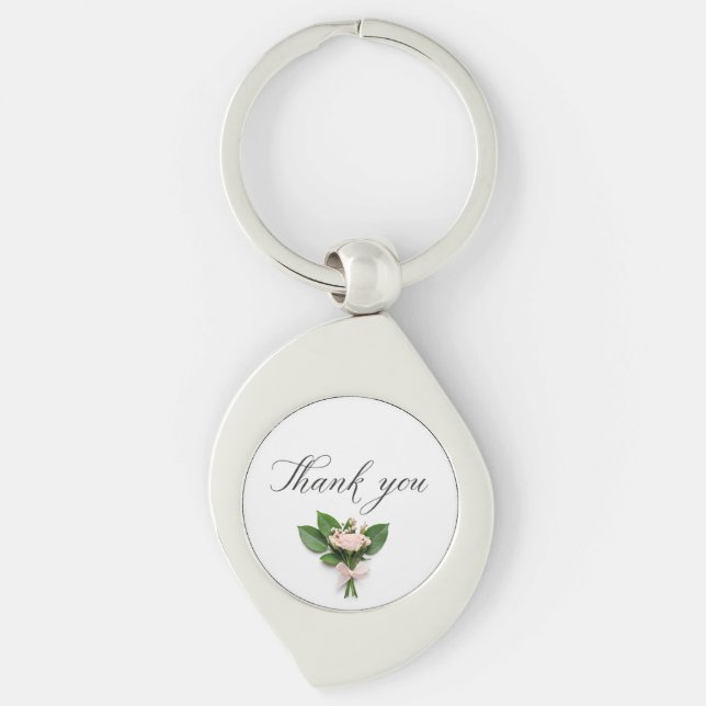 Tack Swirl Silverfärgad Nyckelring (Framsidan)