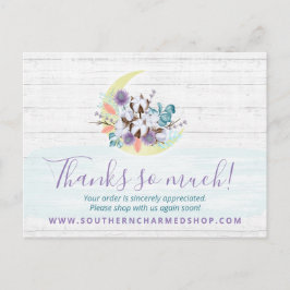 Tack SydBlommigt Cotton Måne Rustic Wood Vykort