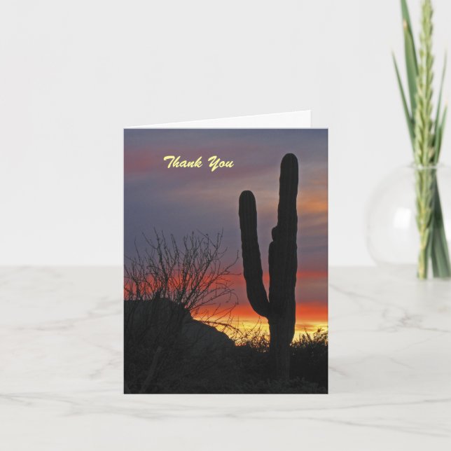 Tack Sympathy Saguaro Cactus Sunset Note Card Kort (Framsida)