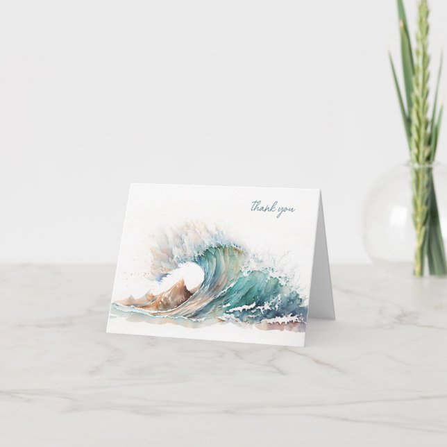Tack Sympathy Watercolor Ocean Wave Kort (Framsida)