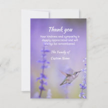 Tack Sympati Kolibri Lavendel Blommig