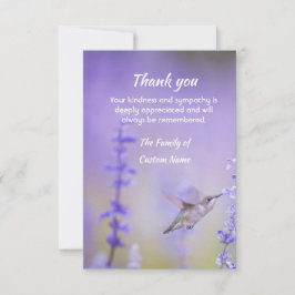 Tack Sympati Kolibri Lavendel Blommig Kort