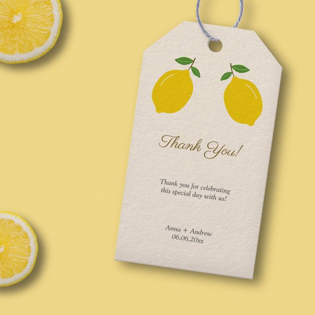 Tack tack citron presentetikett (Lemon Thank You Gift Tags)