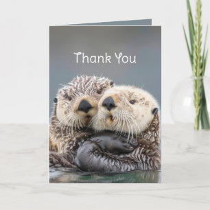 Tack tack Kärlek Hugs Cute Otters Kort