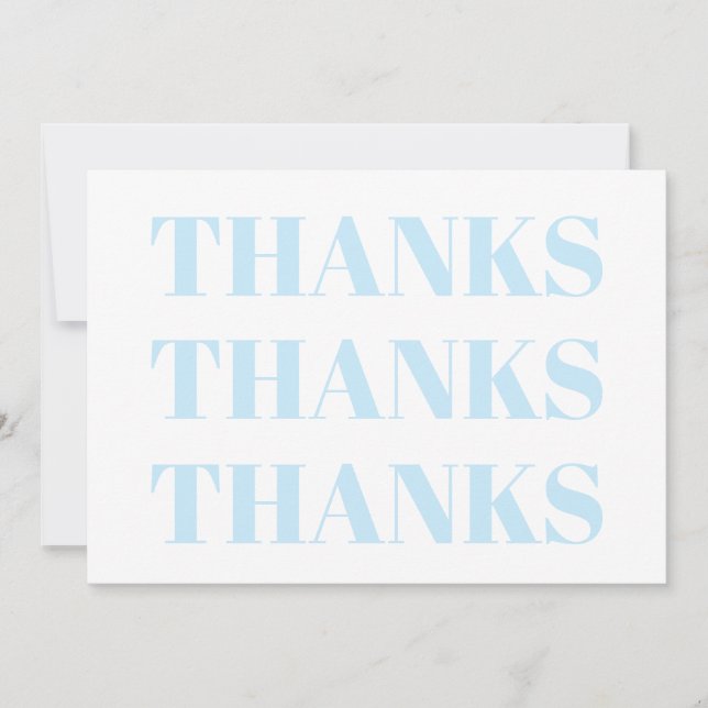 Tack, Tack, ljusblått, modernt kort (Framsida)