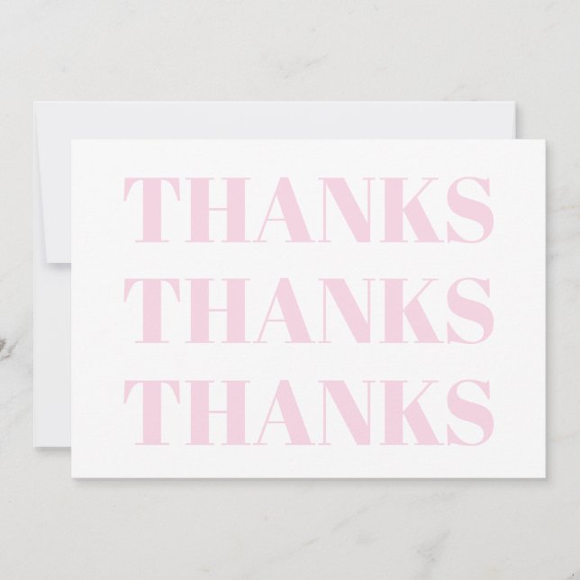 Tack, Tack, ljust rosa, modernt kort (Framsida)